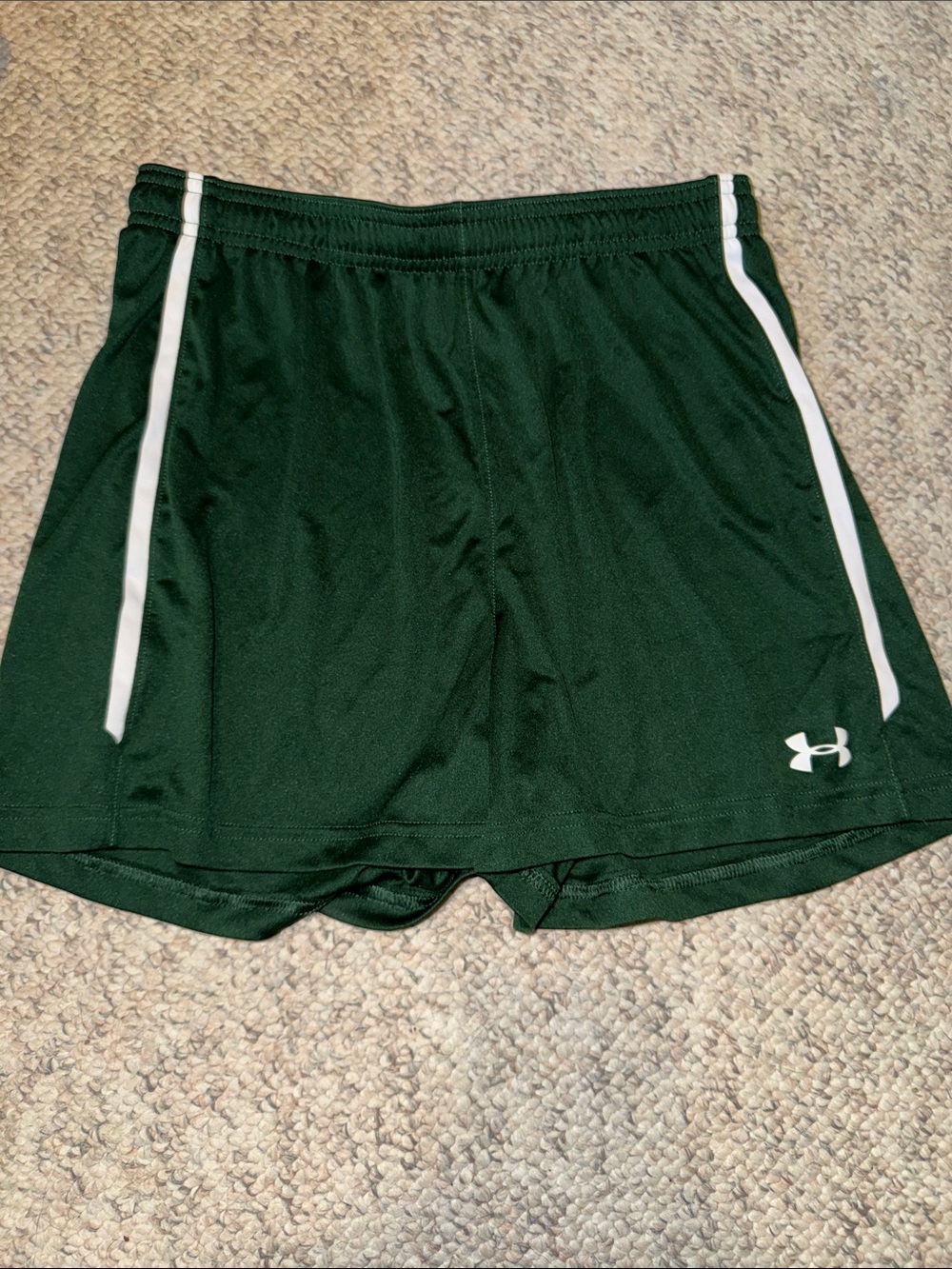 Under Armour Forest Green Athletic Shorts with White Accents